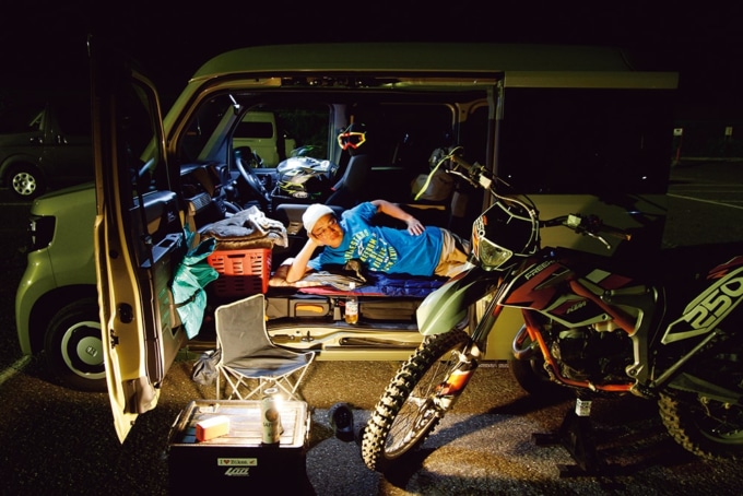 ホンダのNバンオフロードバイクを積んで日本海へ試乗旅。Nバンで車中泊インプレッションしてみた