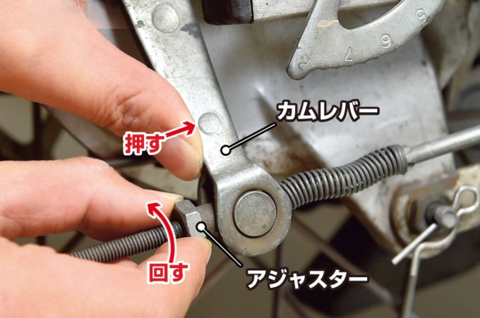 ドラムブレーキは遊び調整が可能