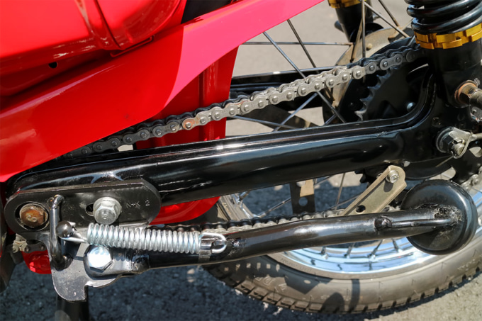オートボーイ津田沼のリサイクルカブサービスでリフレッシュしたハンターカブ(CT110、'81年式)スイングアーム