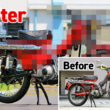 オートボーイ津田沼のリサイクルカブサービスでリフレッシュ前と後のハンターカブ(CT110、'81年式)