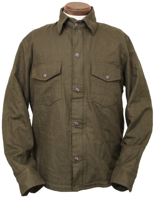 RIDEZ MOTO SHIRTS with KEVLAR(オリーブ)正面