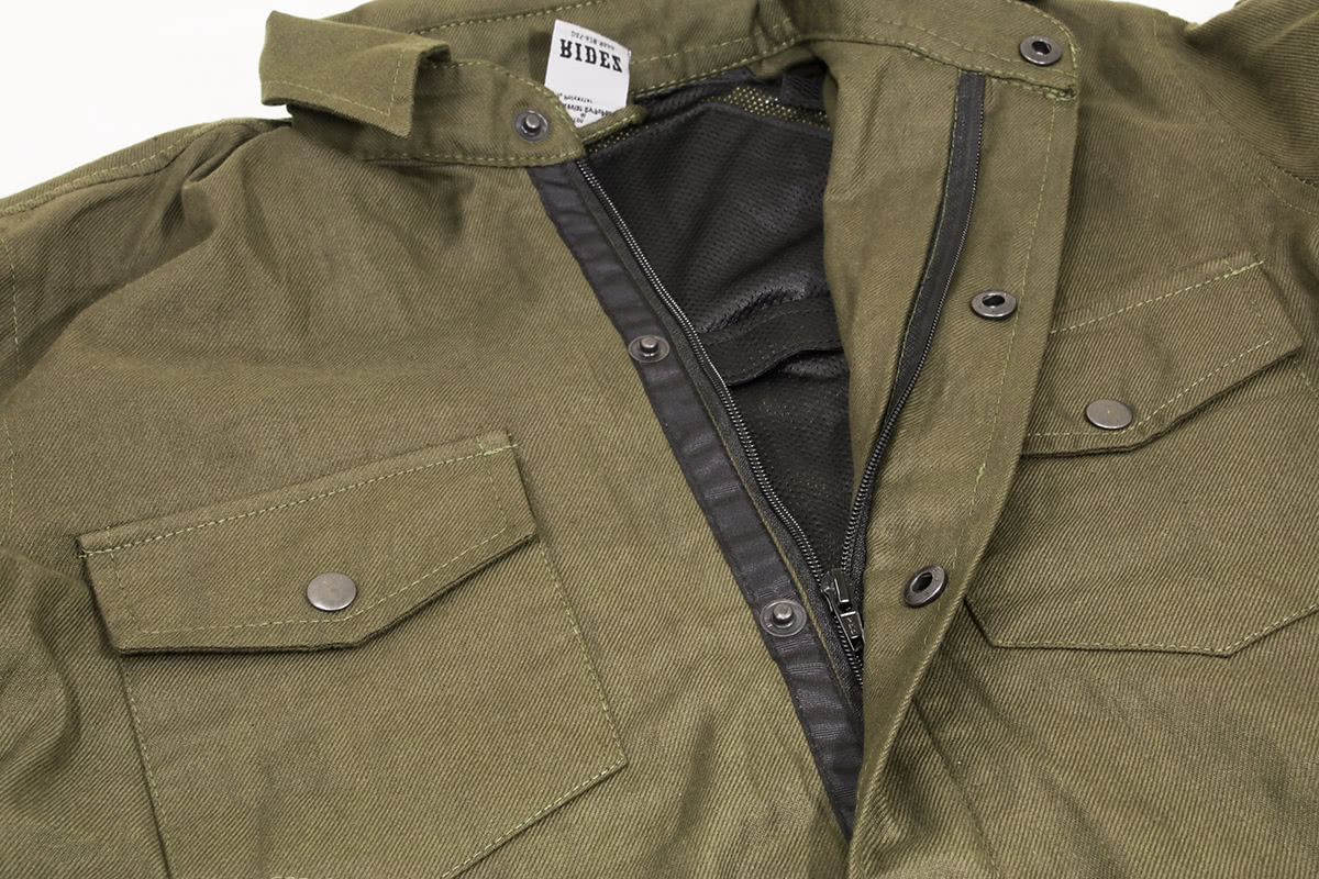 RIDEZ MOTO SHIRTS with KEVLARのファスナー